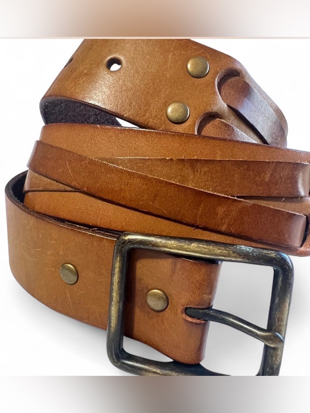 Linea Pelle Brown Leather Western Boho Belt Size S LP03083